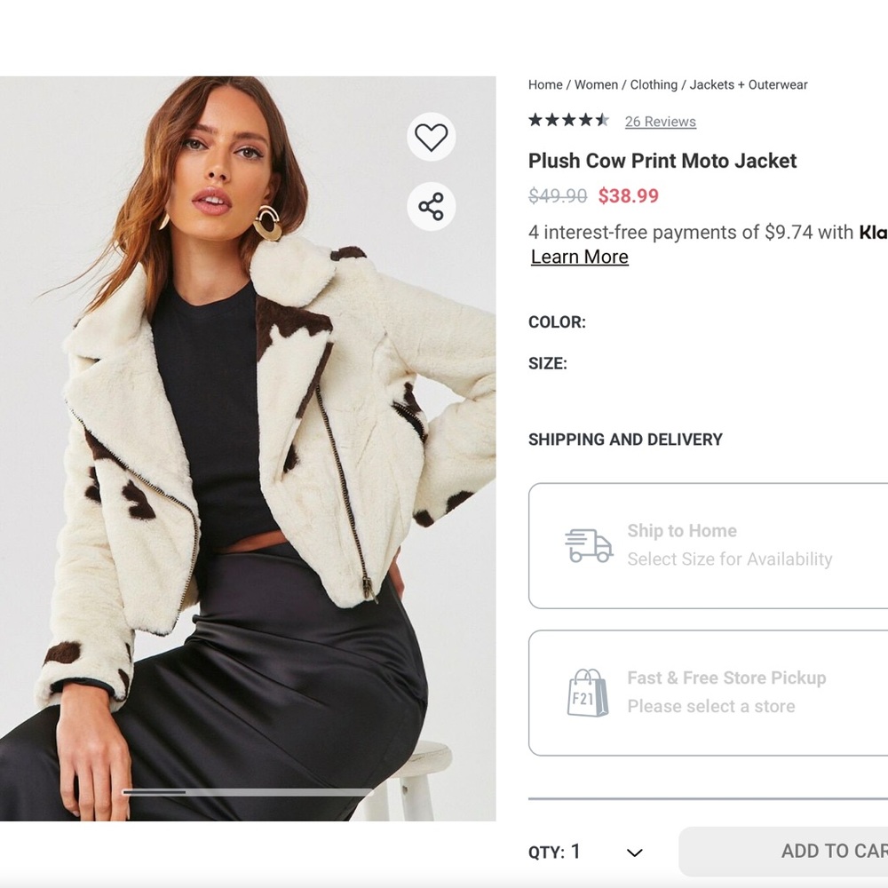NWT FOREVER21 Cow Jacket